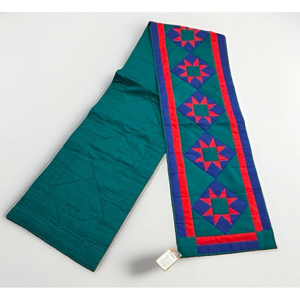Vintage LL Bean Geometric Quilted XL Long Table Runner Holiday 106